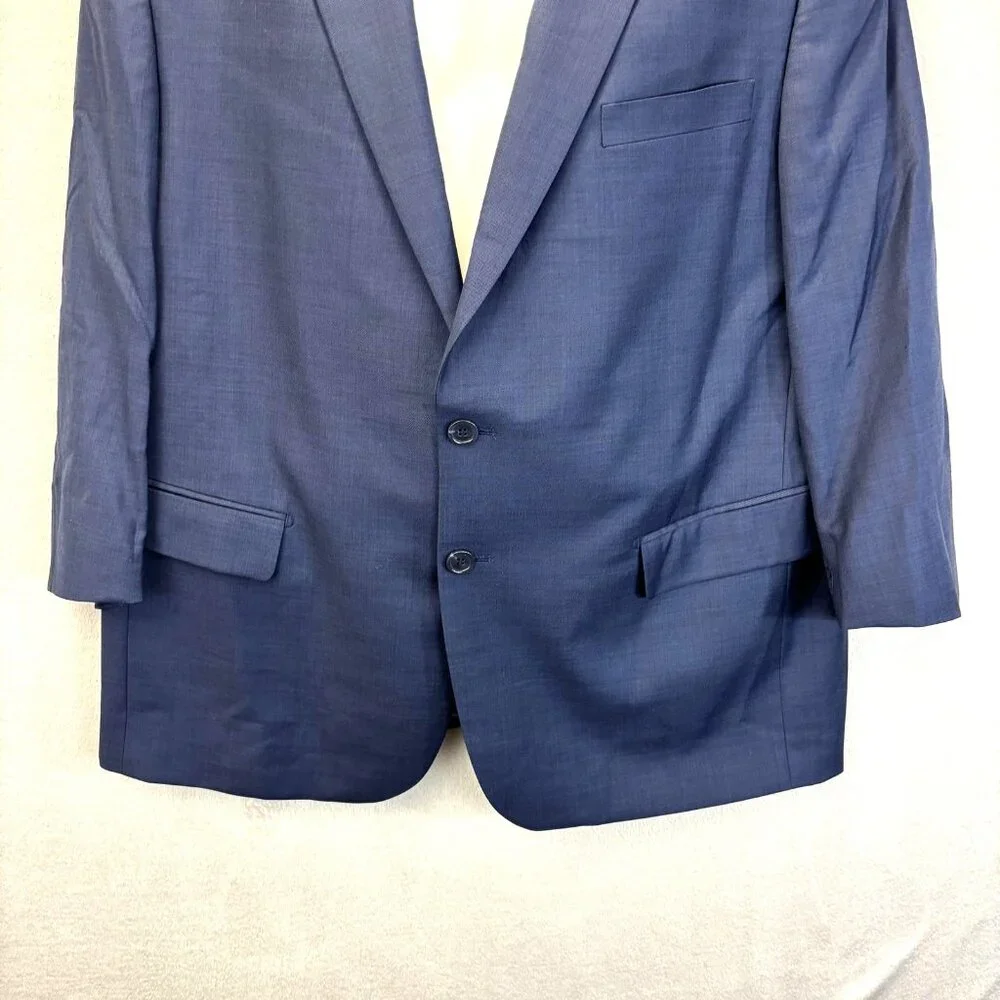Dino Filarte Berragamo‎ Wool Suit Jacket Blazer Mens 44 Navy Blue Purple Portly
